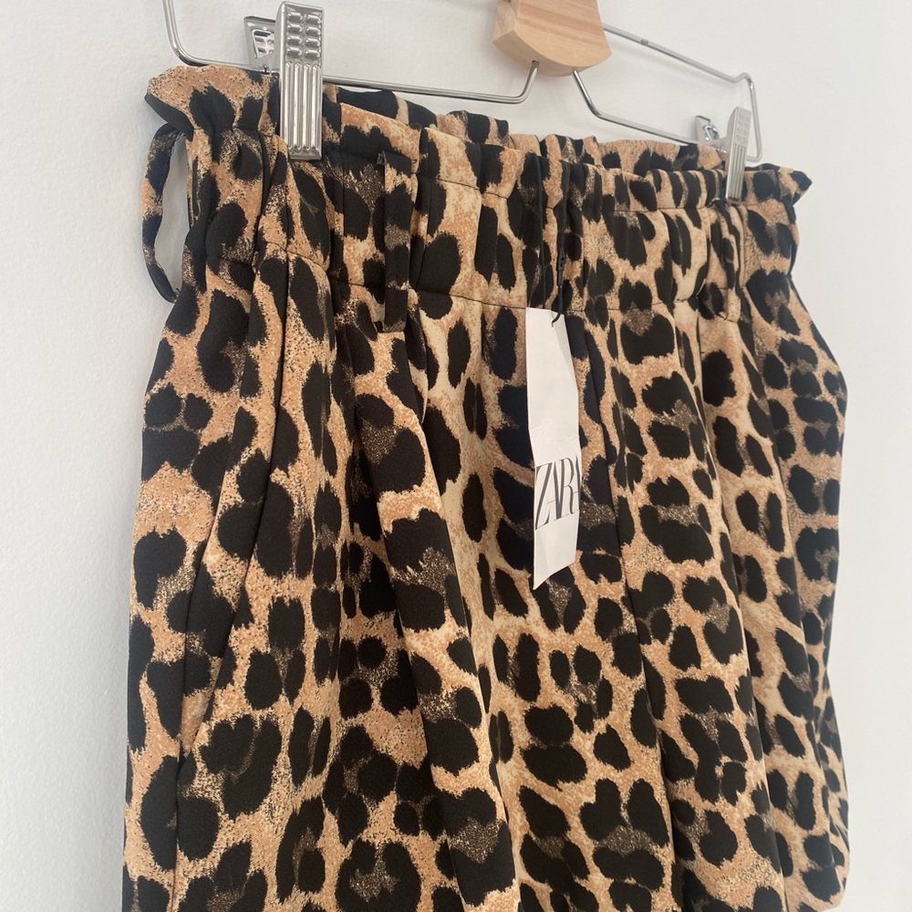 Zara Leopard Print Shorts Skort - Black & Tan
